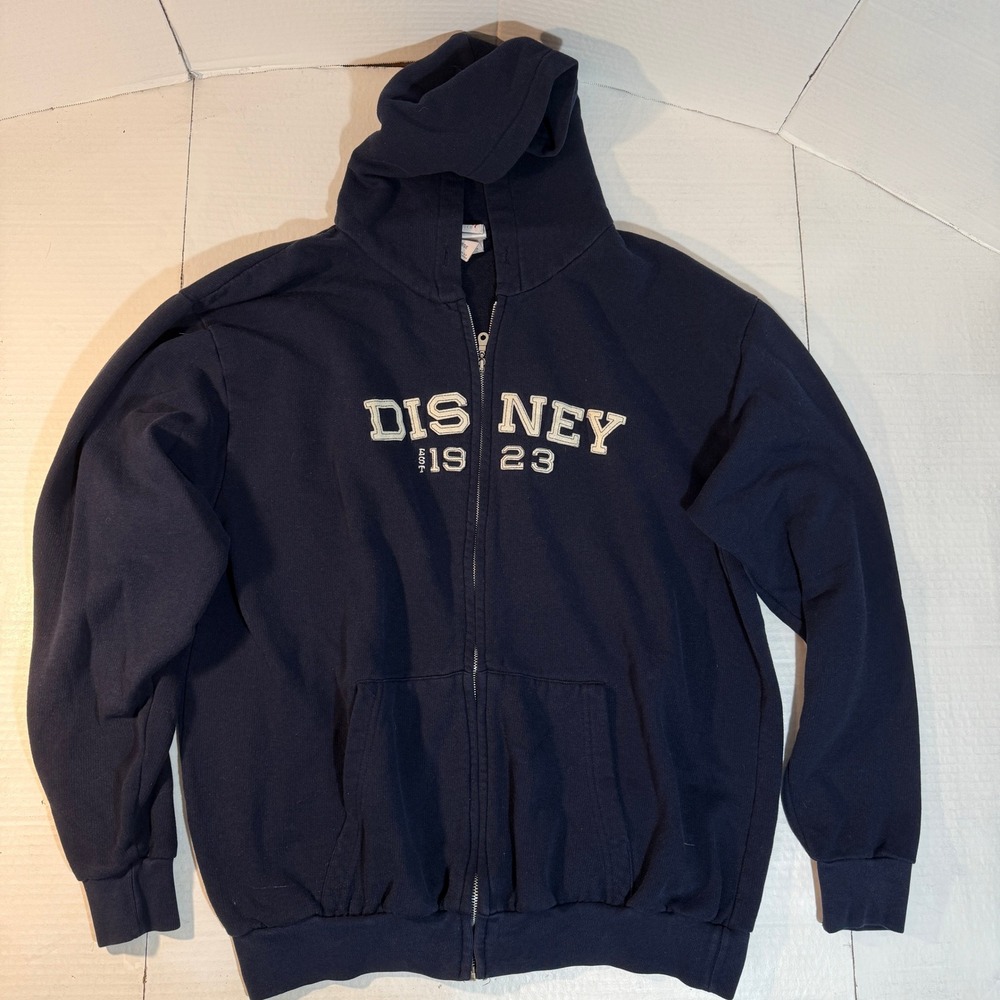 Disney Store Est. 1923 Zip Up Hoodie Sweatshirt Navy Blue Extra Large XL